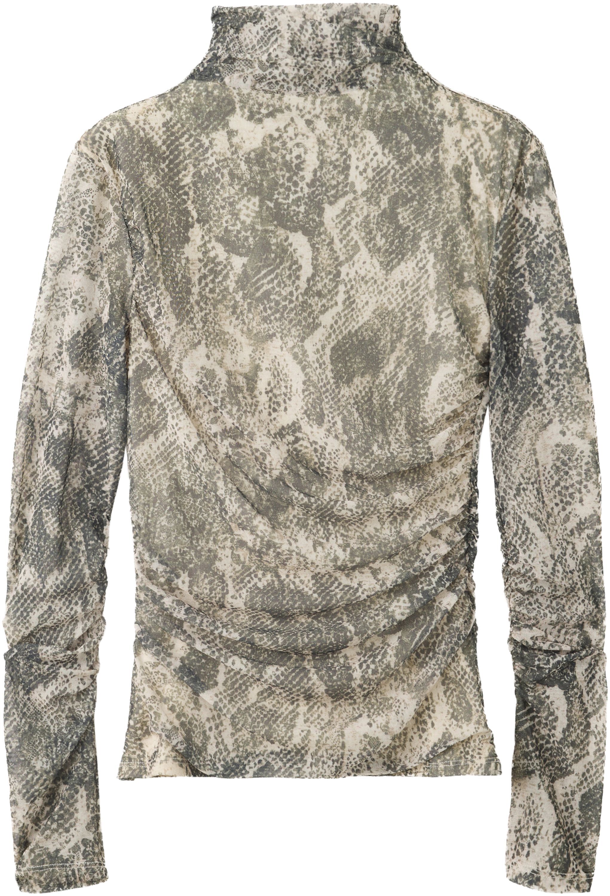 Animal print ruched T-shirt