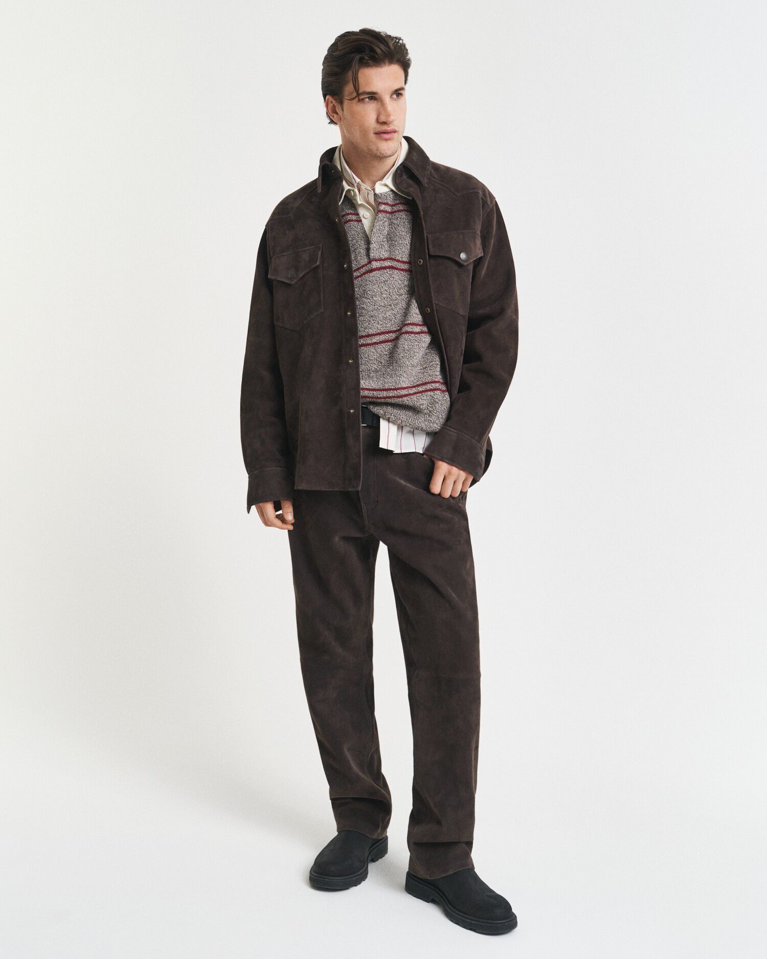 WOOL BLEND STRIPED POLO