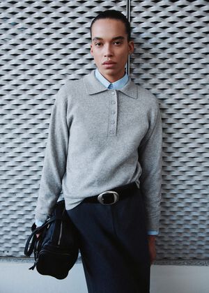 Long-sleeved polo-neck sweater