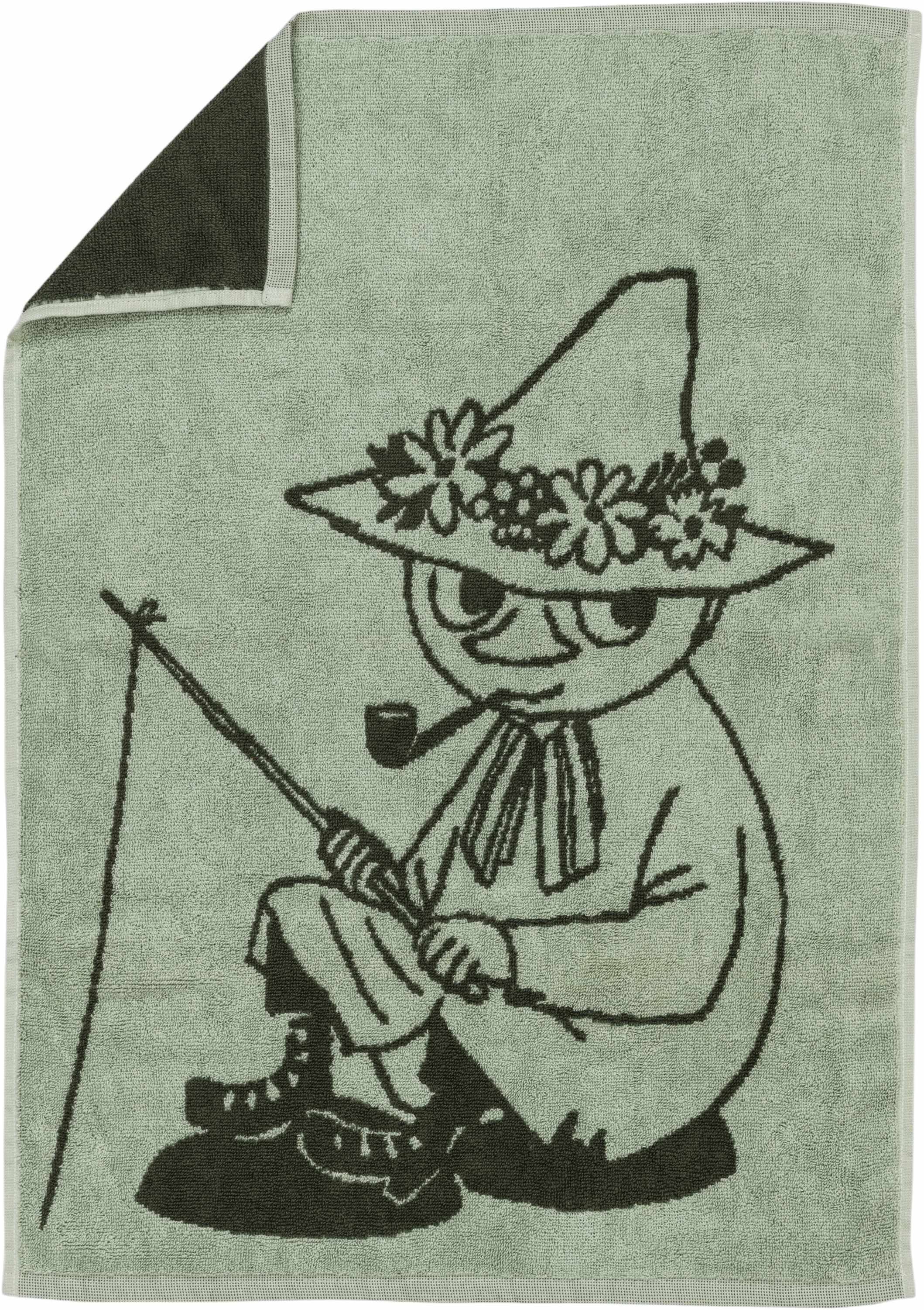 Moomin h. tw 50x70 Snufkin green GOTS