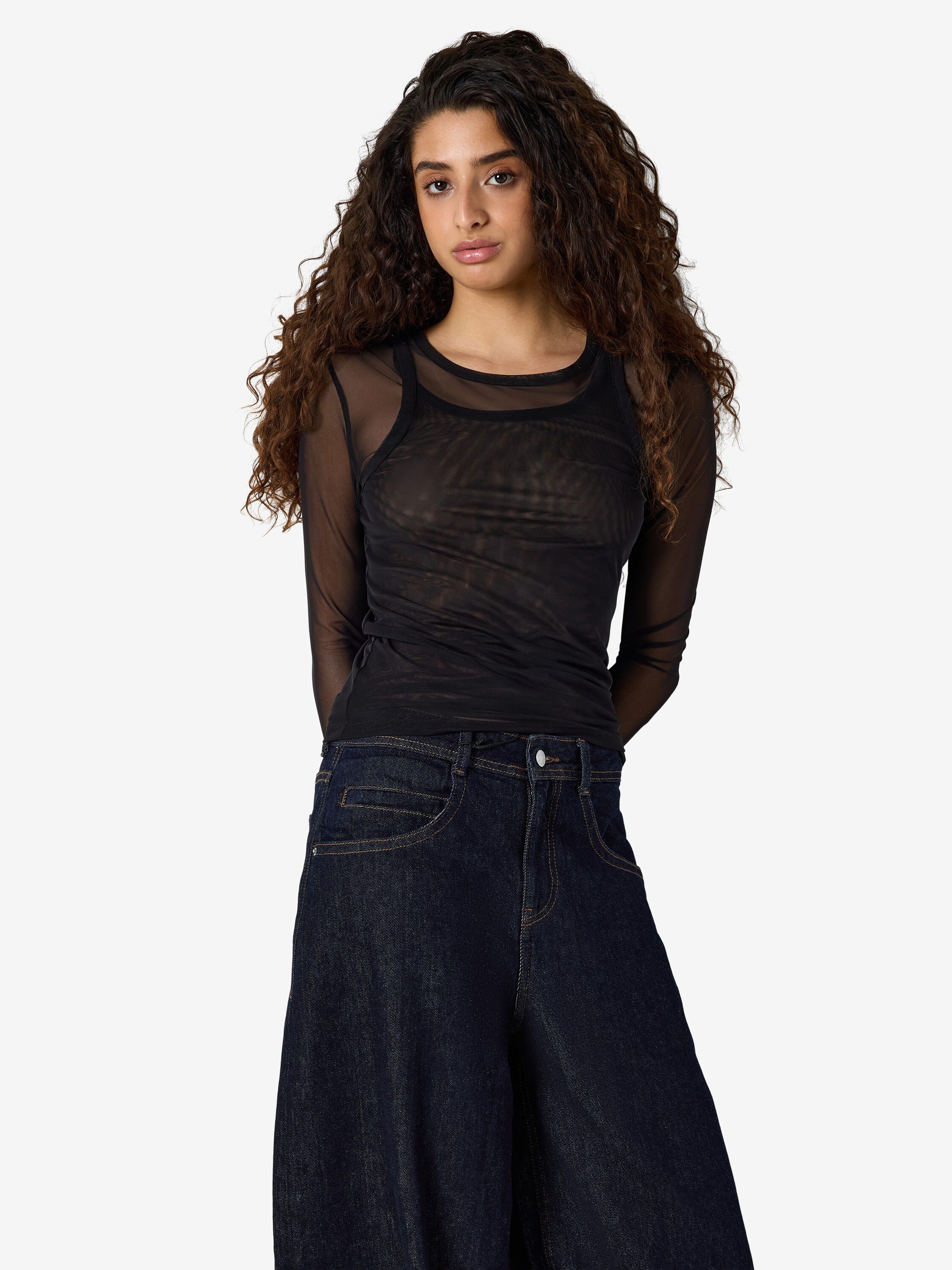 Nmjudith L/S Doublelayer Mesh Top Tnt/14