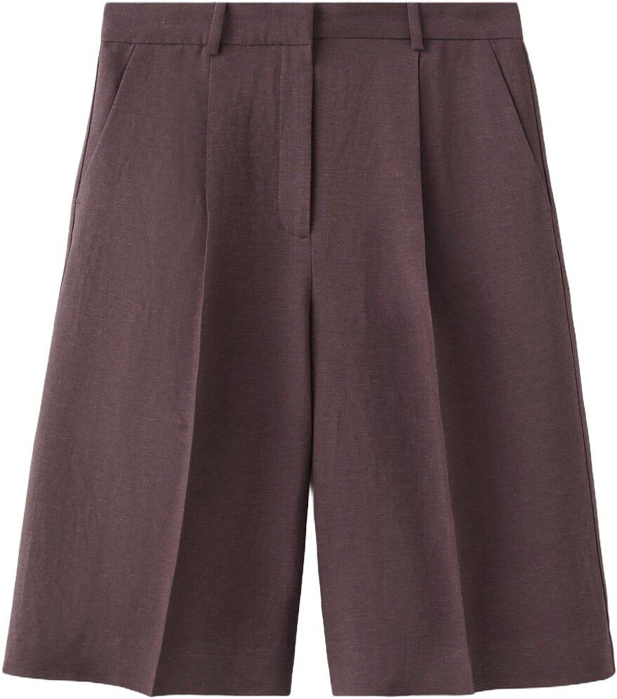 Straight linen Bermuda shorts