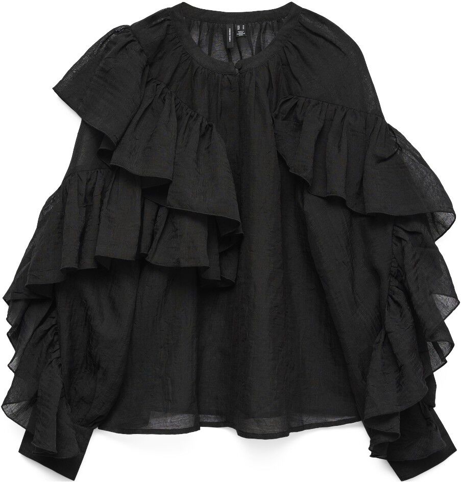 VMSABRINA LS O-NECK FLOUNCE TOP WVN