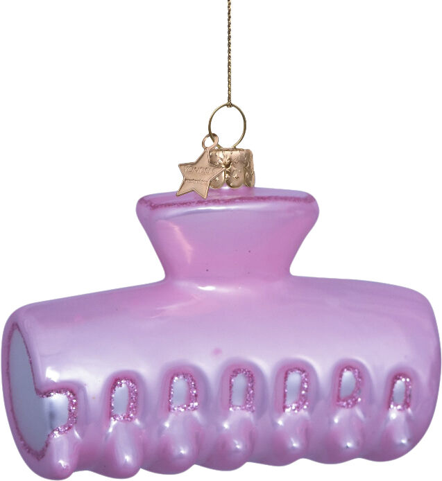 Ornament glass soft pink opal hair clip H6. 5cm