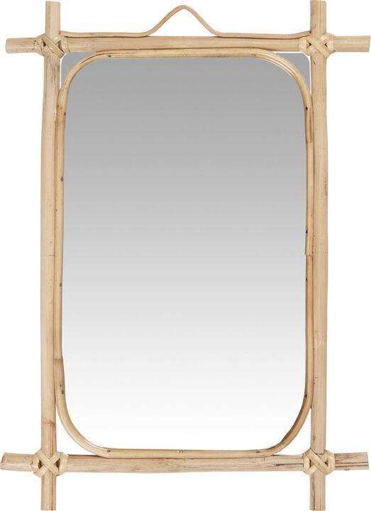 Spejl m/bambuskant svungen top