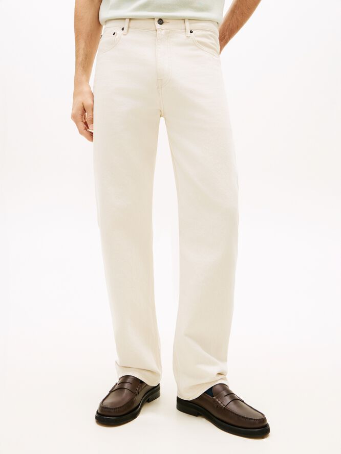 Washed Relaxed White Jeans