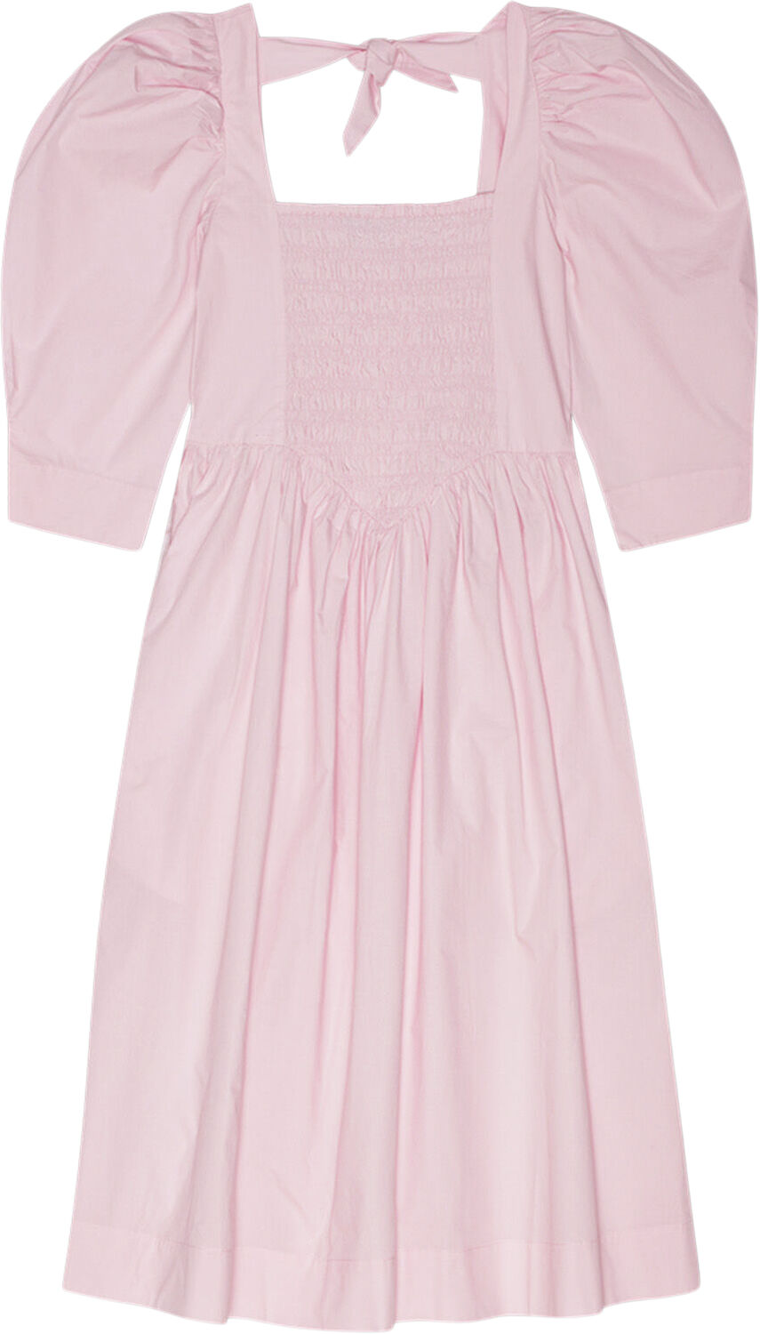 Cotton Poplin Open Neck Smock Dress