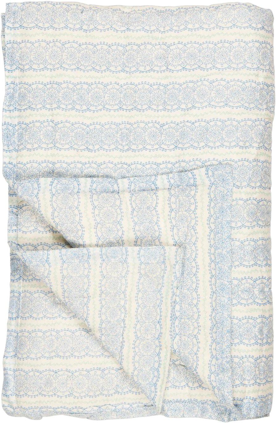 Quilt Anne bl&aring;t cirkelm&oslash;nster og gr&oslash;nne blade