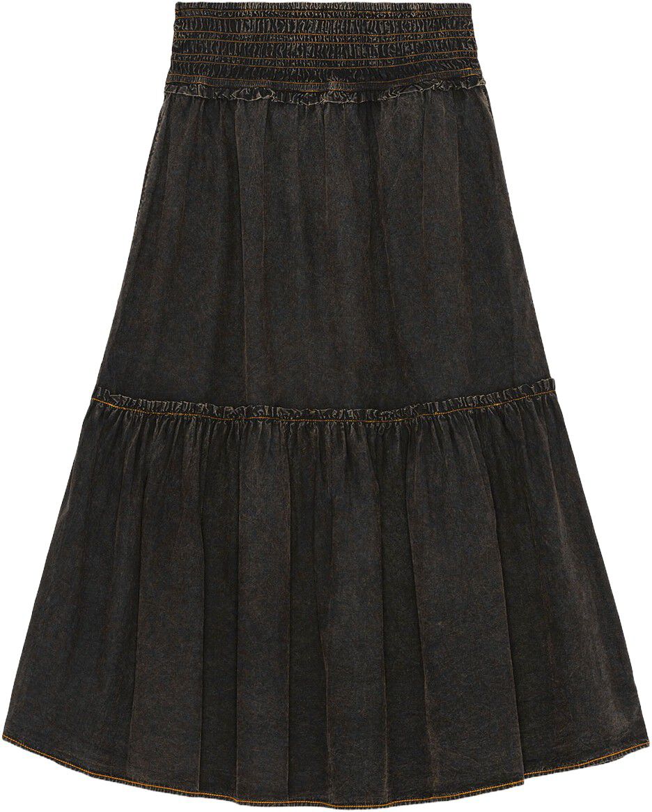 Garment Dyed Cotton Smock Maxi Skir