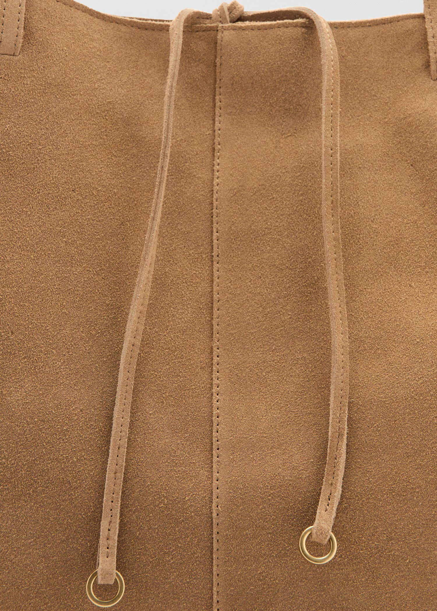 Suede shopper bag with bow closure