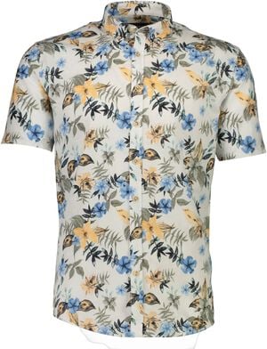 Printed cotton/linen shirt S/S