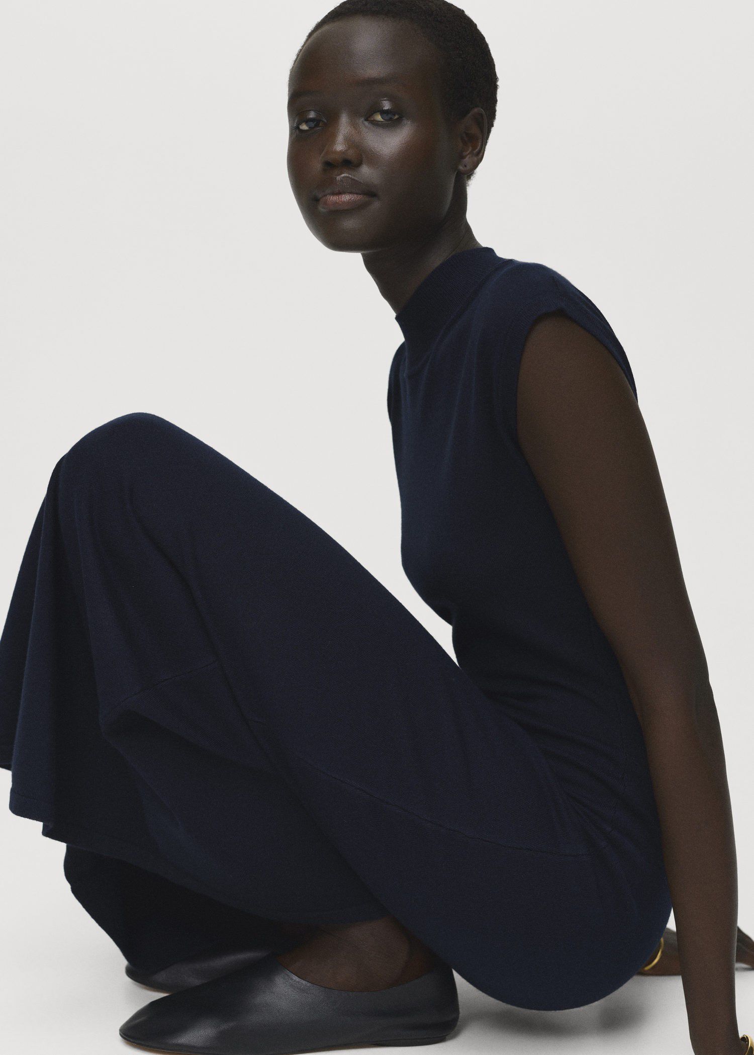 Perkins-neck knitted dress