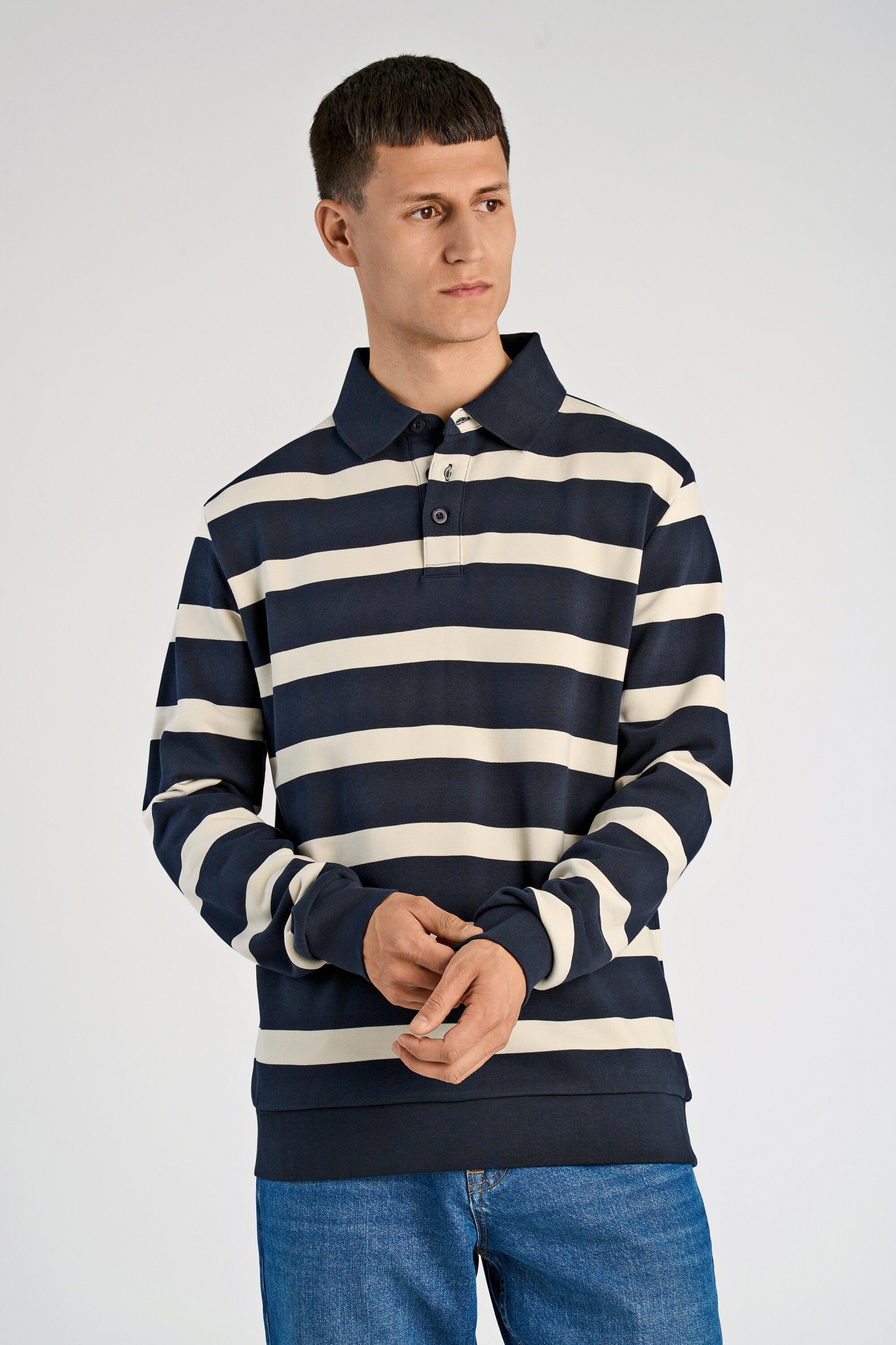 Striped polo sweatshirt L/S