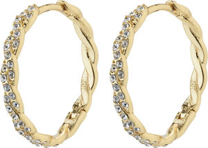 EZO twirled crystal hoops gold-plated