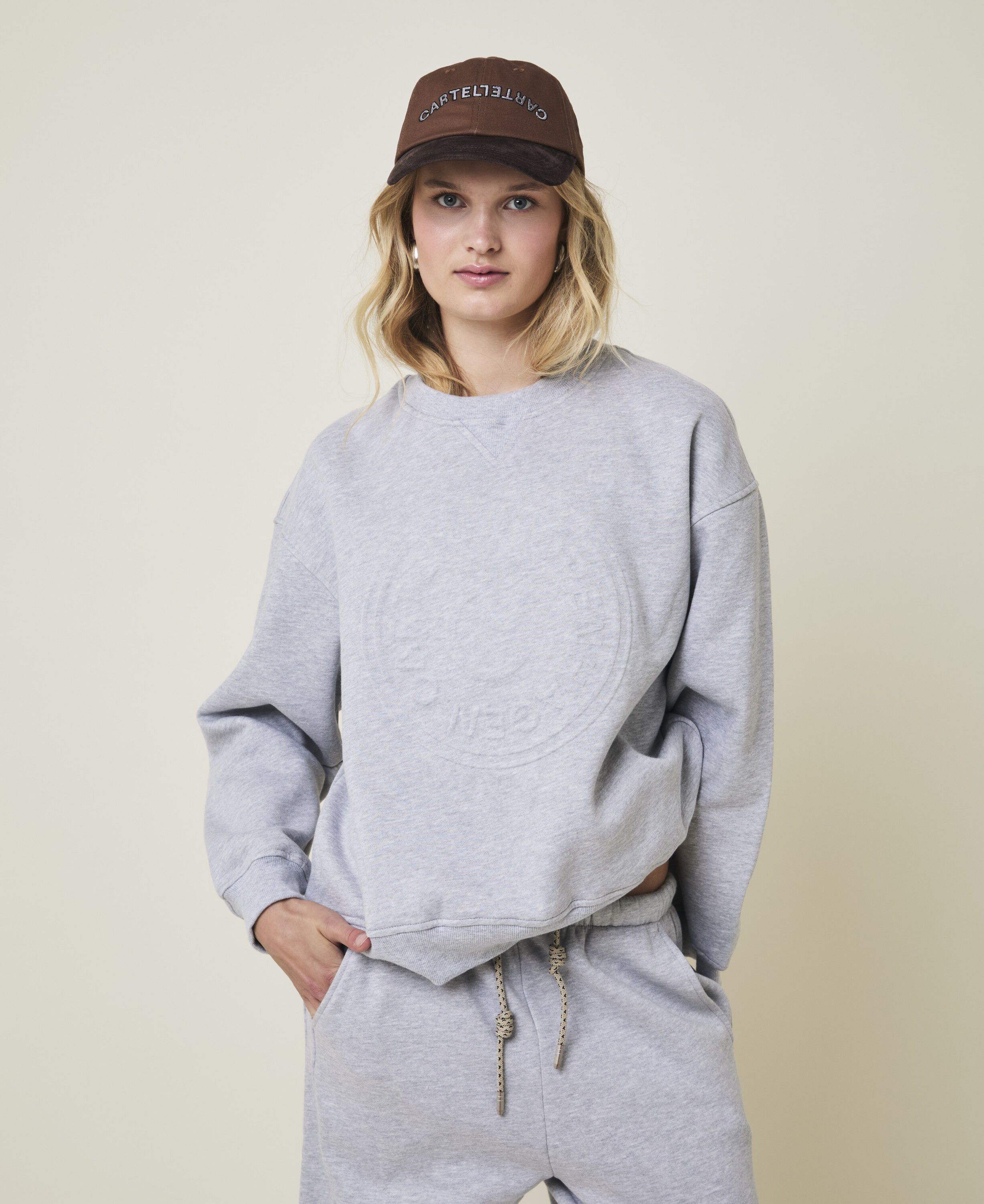 Angel Sweatshirt med pr&aelig;get Logo - Grey Melange