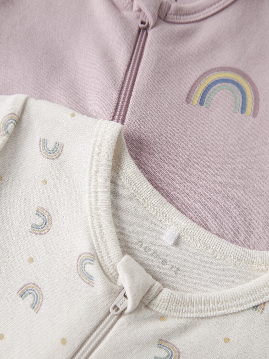 Nbfnightsuit 2P Zip Ff Jet Rainbow Noos