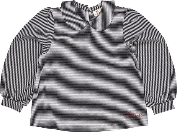 STRIPED BLOUSE W. COLLAR LS