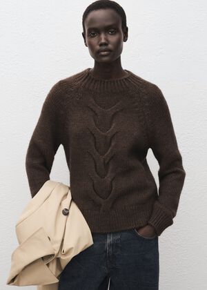 Braided sweater with perkins neck