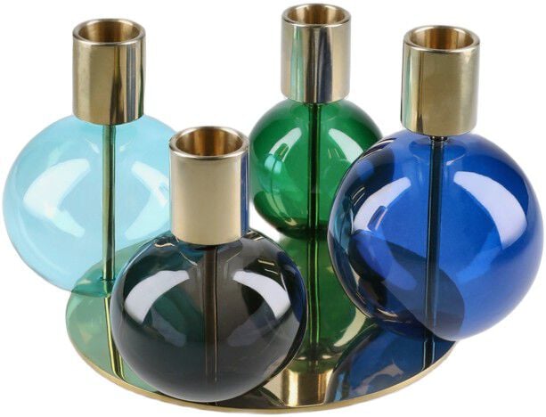 Bubble 4-armet lysestage &Oslash;17. 5 cm bl&aring;/gr&oslash;n