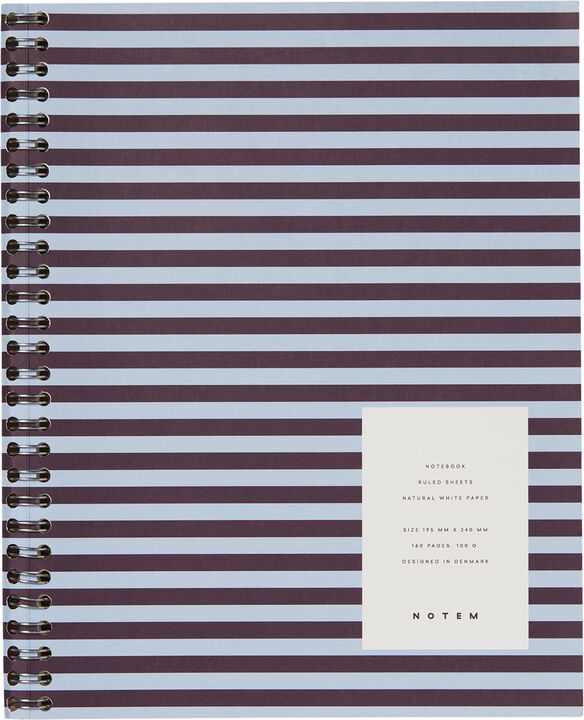 NELA Notebook med spiralryg - Stor, Bordeaux og blå