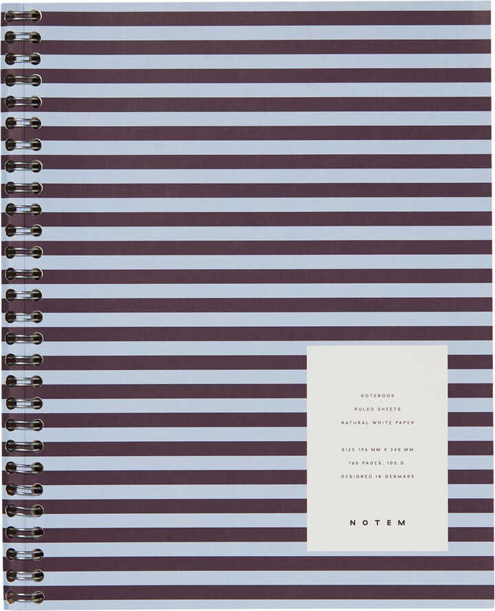 NELA Notebook med spiralryg - Stor, Bordeaux og blå
