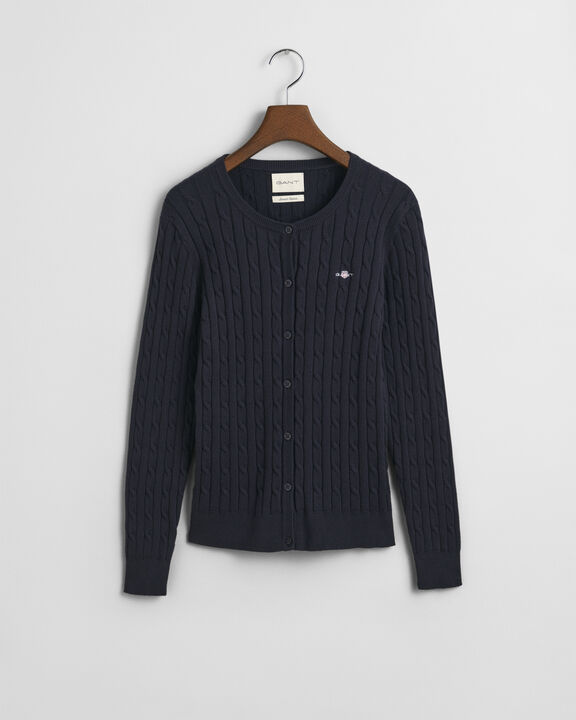 STRETCH COTTON CABLE CARDIGAN