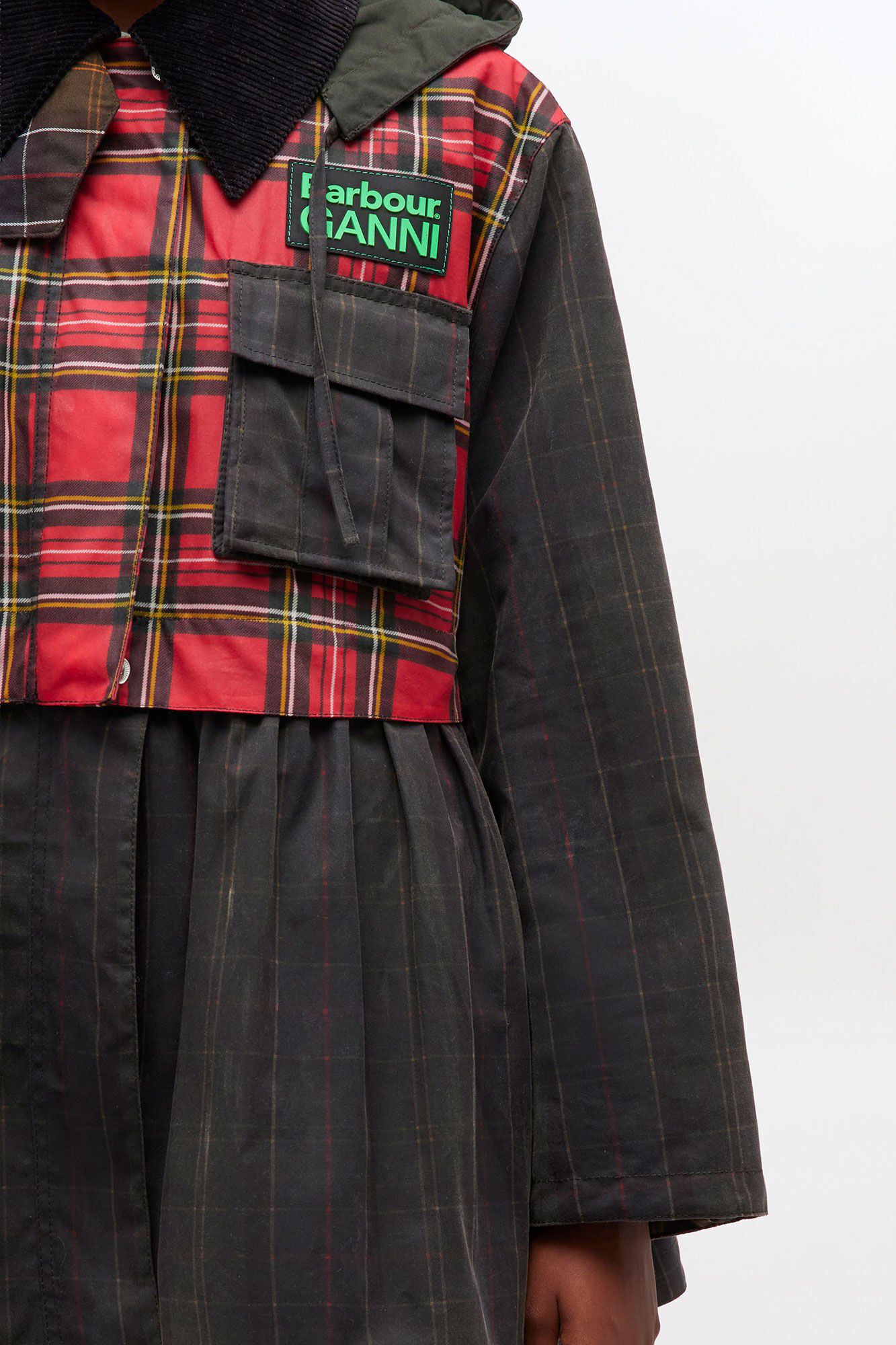 Barbour Short Wax Tartan Peplum LWX