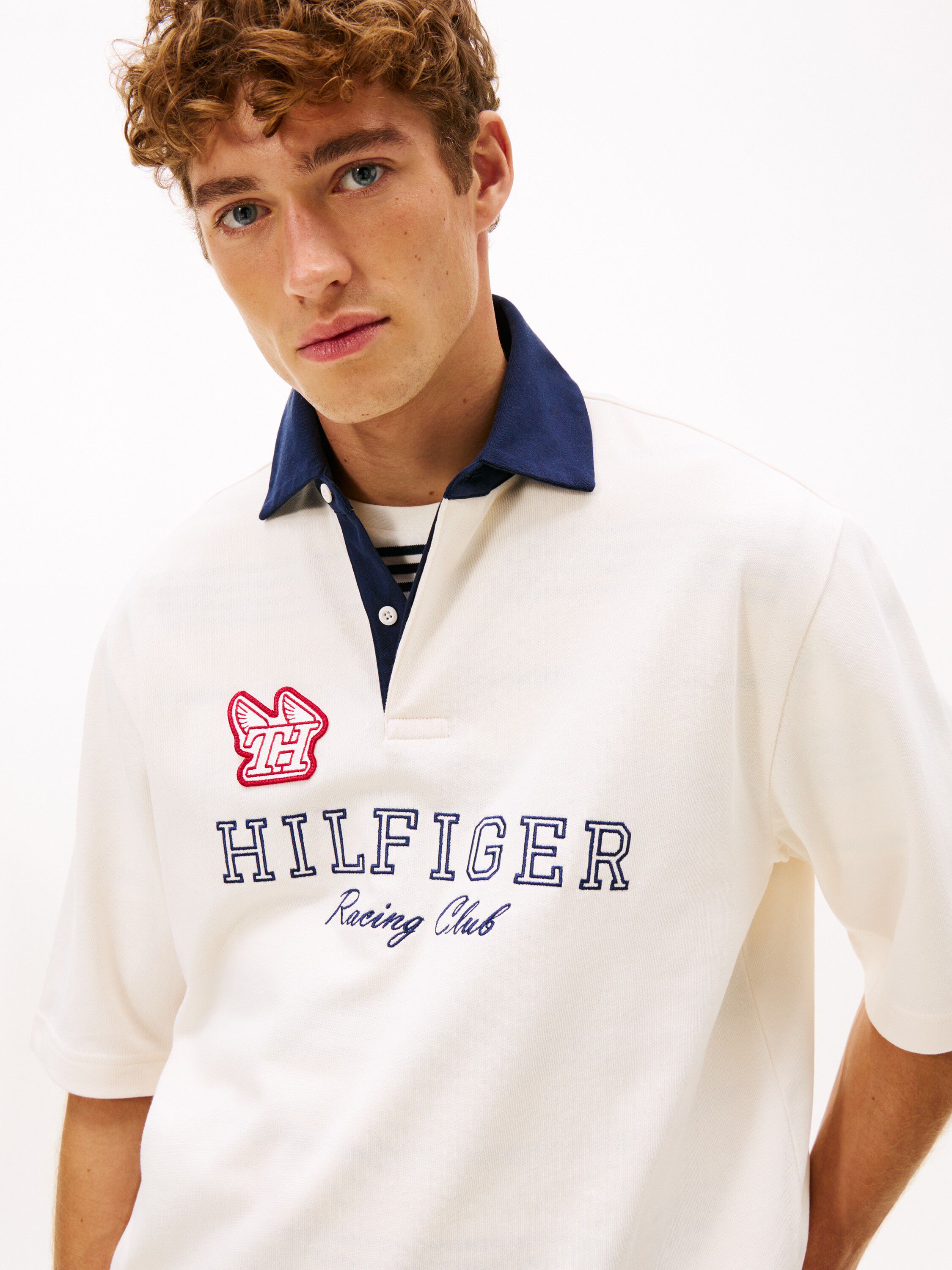 Relaxed Logo Embroidery Rugby Polo Shirt