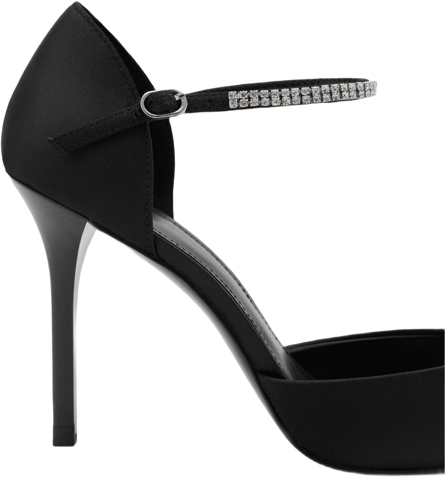 High heel shoe with rhinestone stra