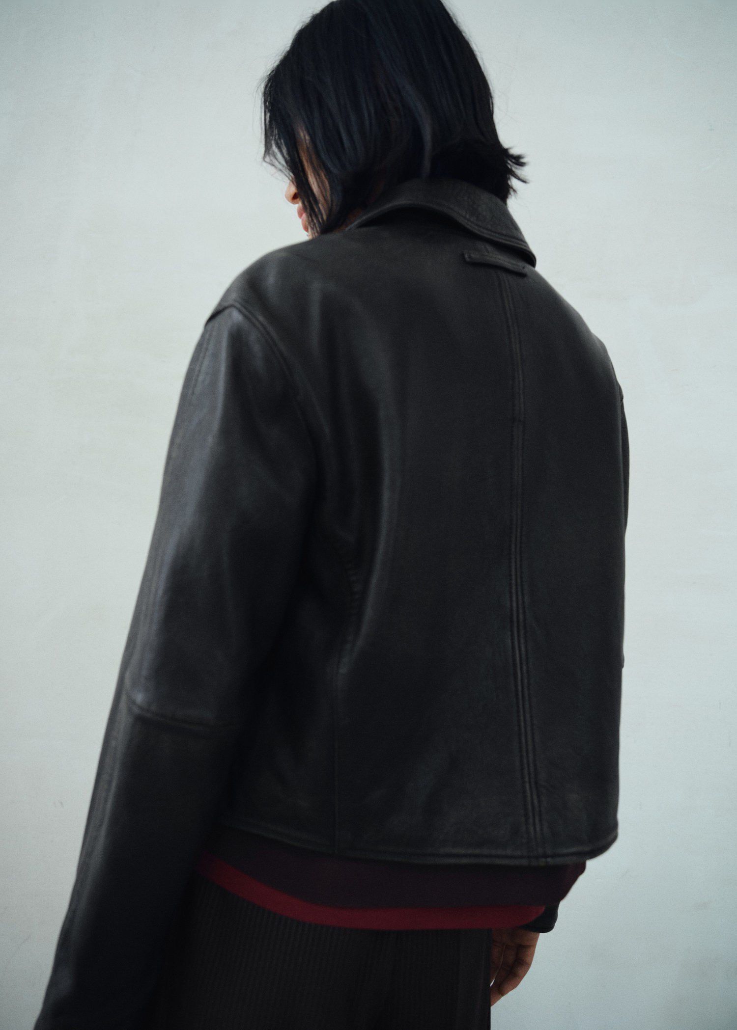 Lapels leather jacket