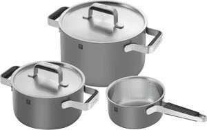 Kastrull & stekpanna set, 3-st, 18/10 Rostfritt stål