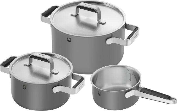 Kastrull & stekpanna set, 3-st, 18/10 Rostfritt stål