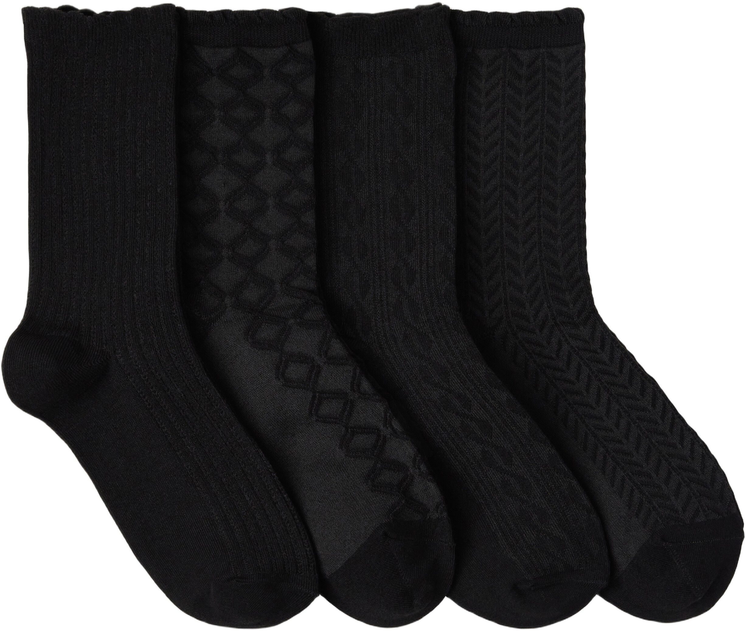 Pattern-knit socks in cotton blend.