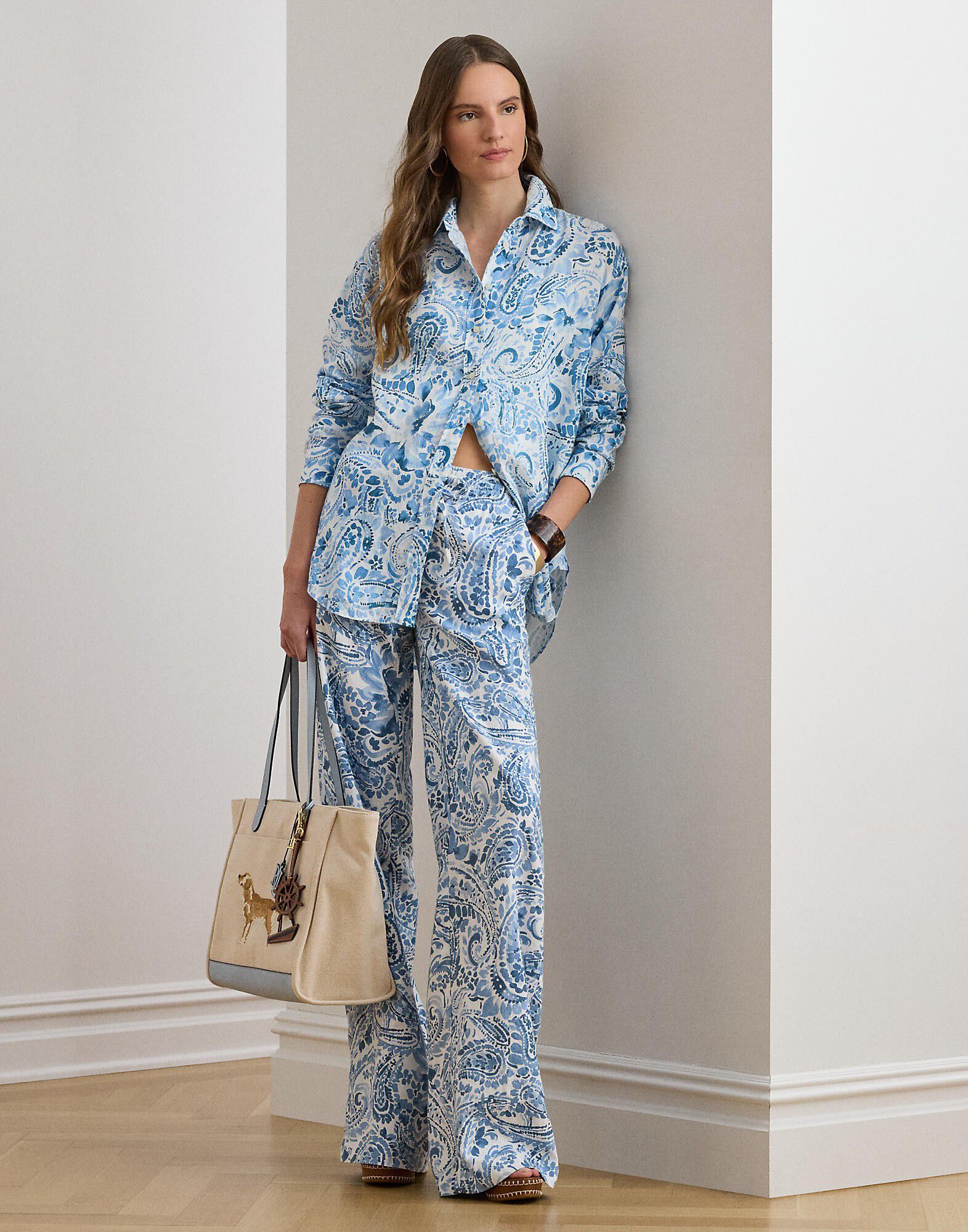 Relaxed Fit Paisley Linen Shirt