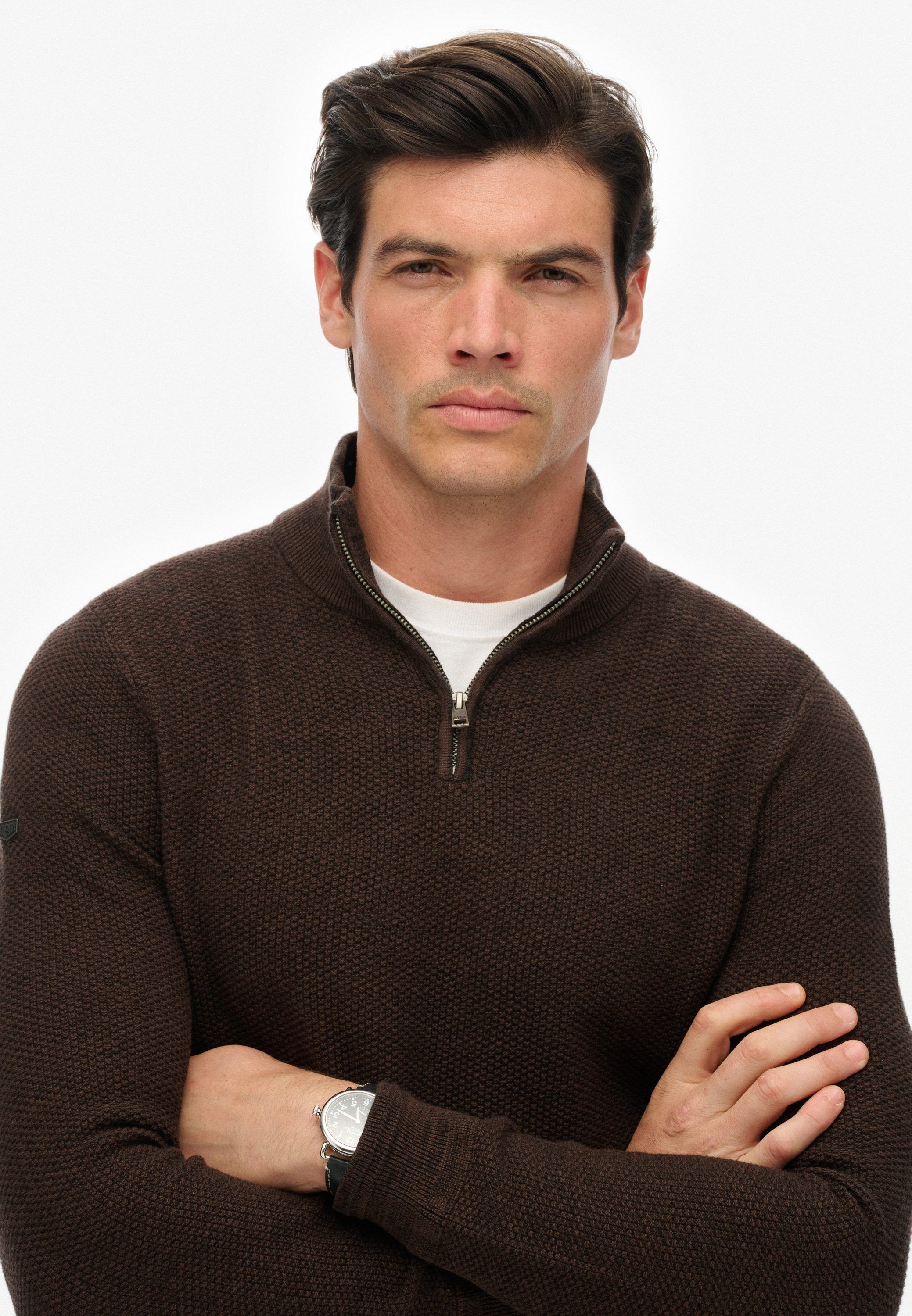 LW COTTON TEXTURE HALF ZIP