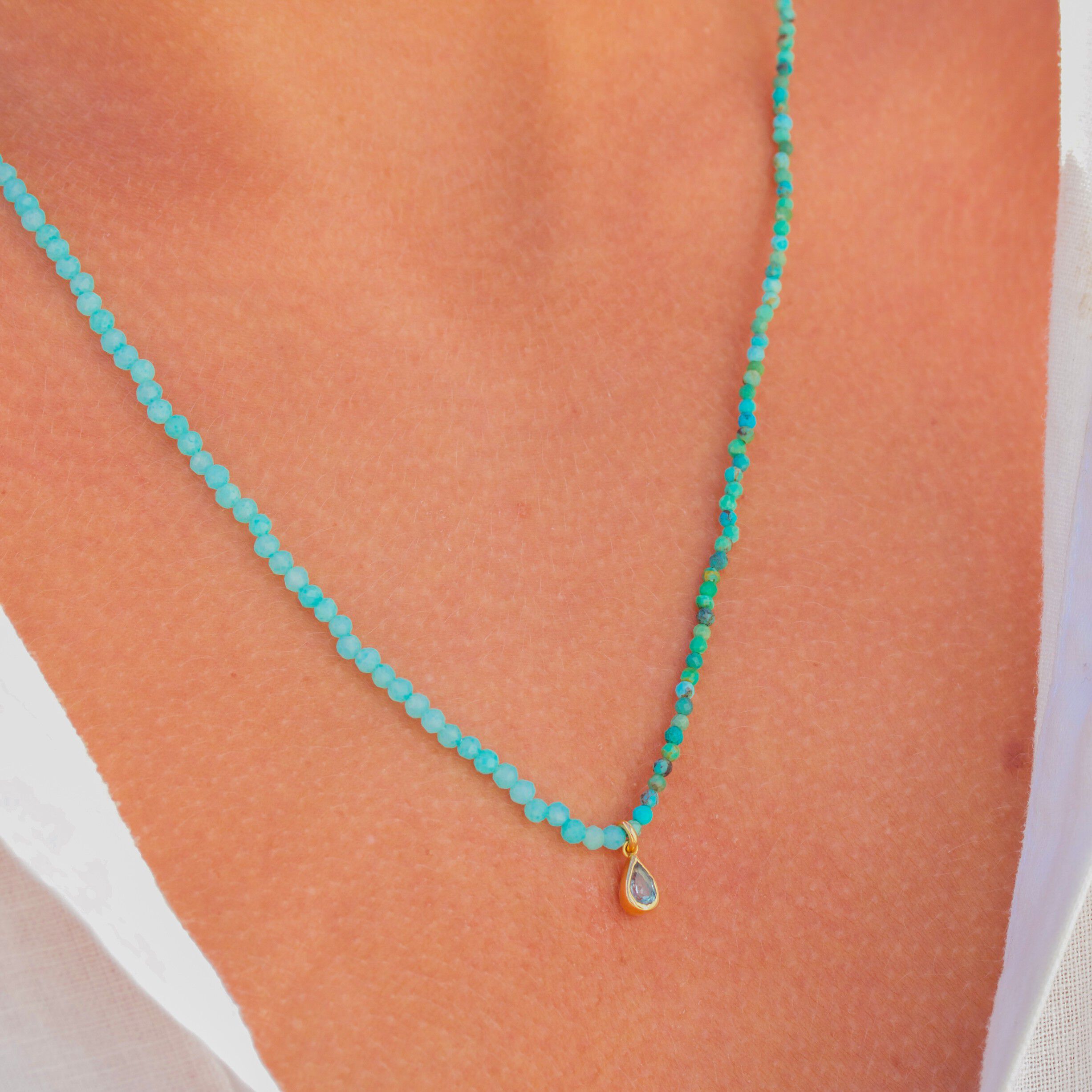 Waterdrop Crystal Necklace and Wrap Pearl Bracelet
