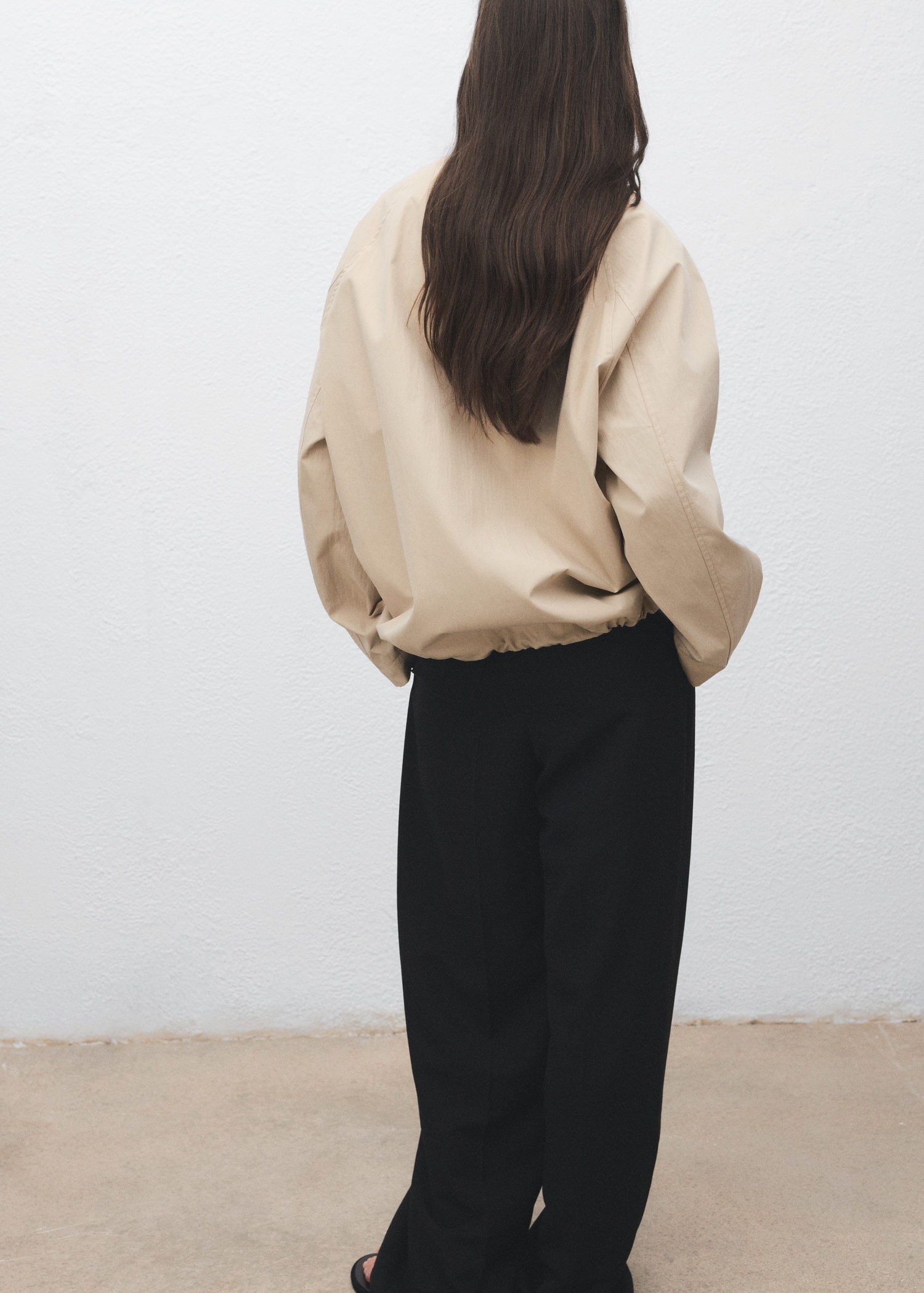 Cotton jacket with corduroy collar