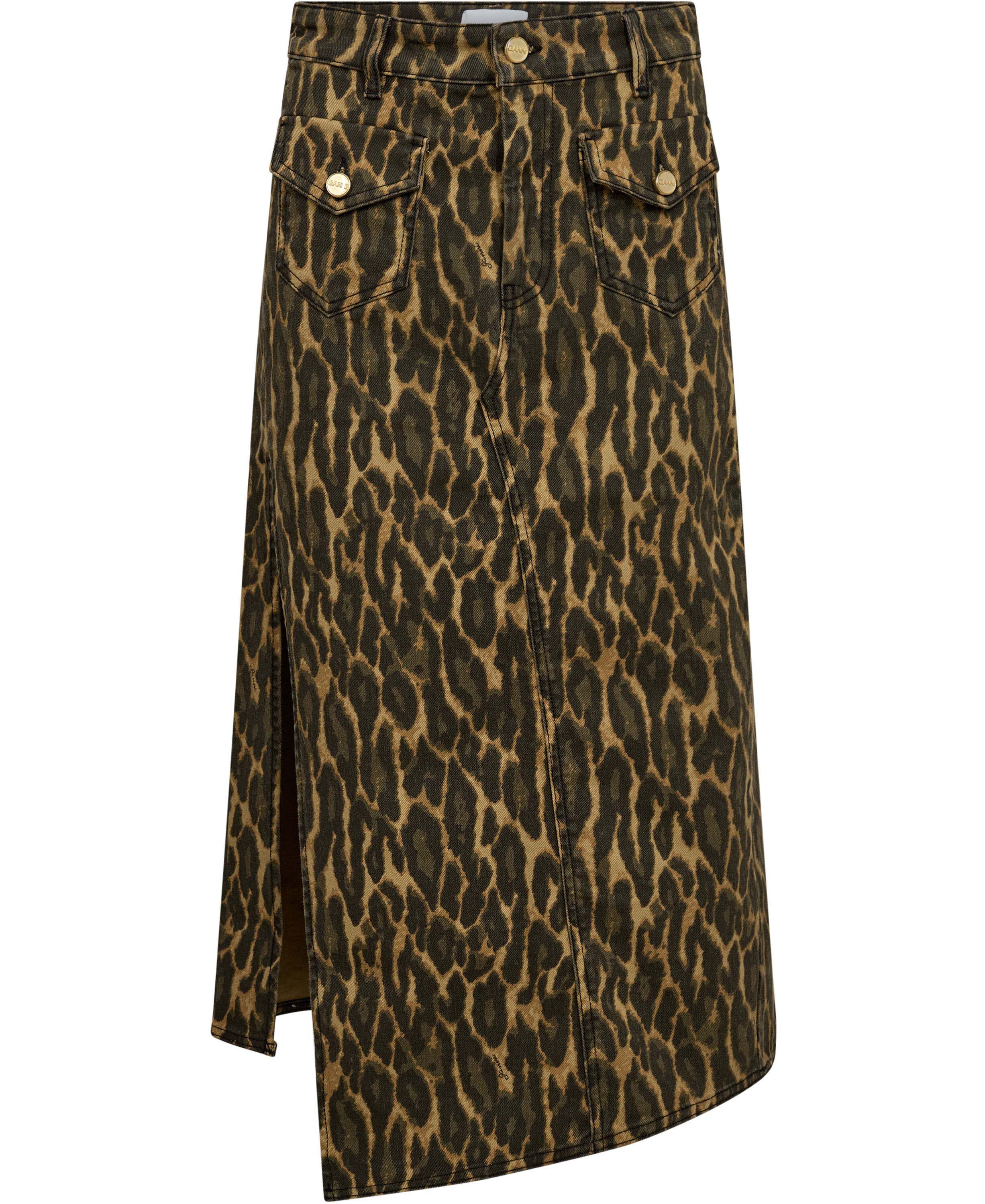 Print Denim Midi Skirt