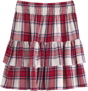 Vevd skjørt med volanger og elastis