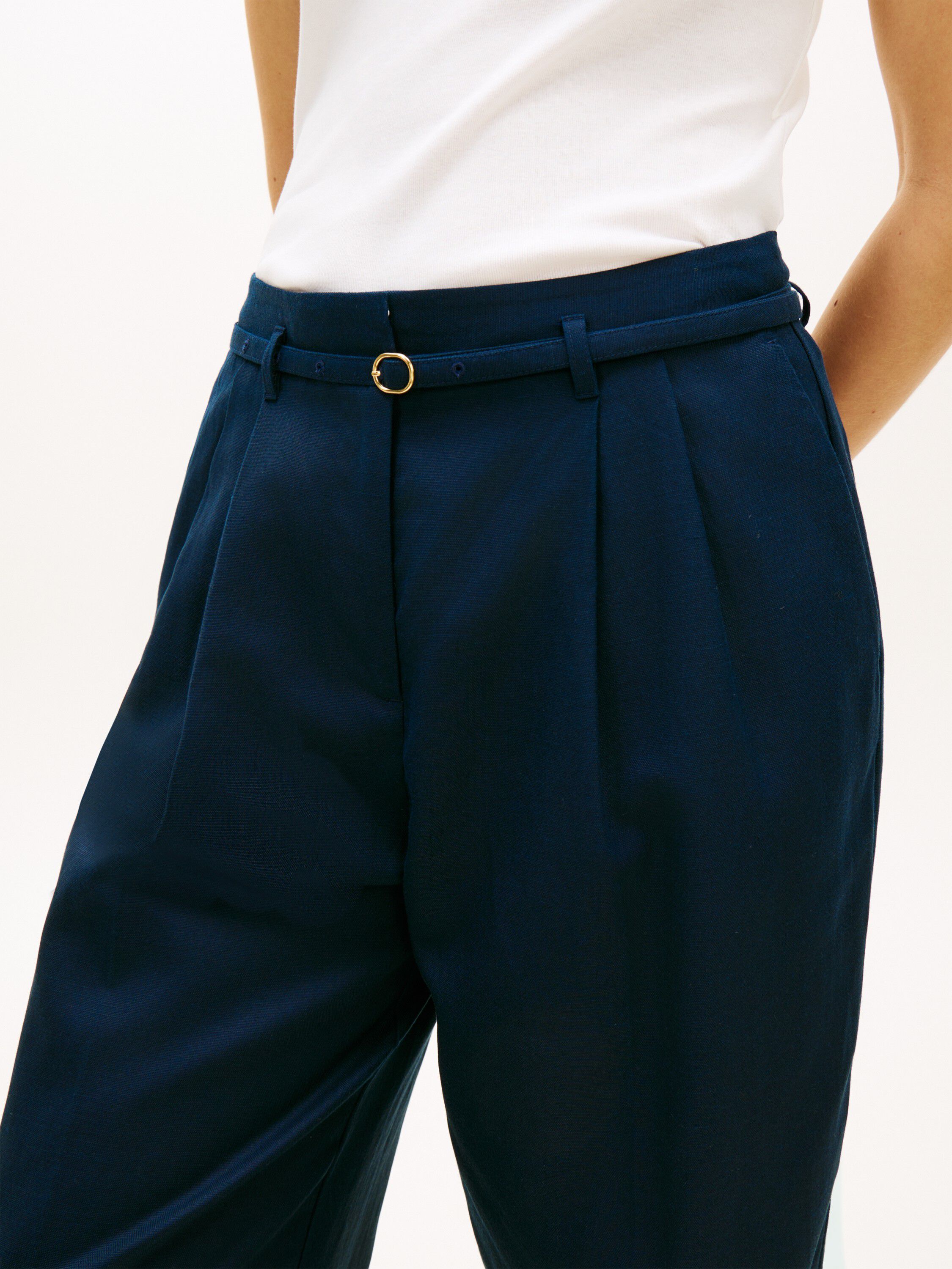 LINEN BLEND WIDE LEG PANT