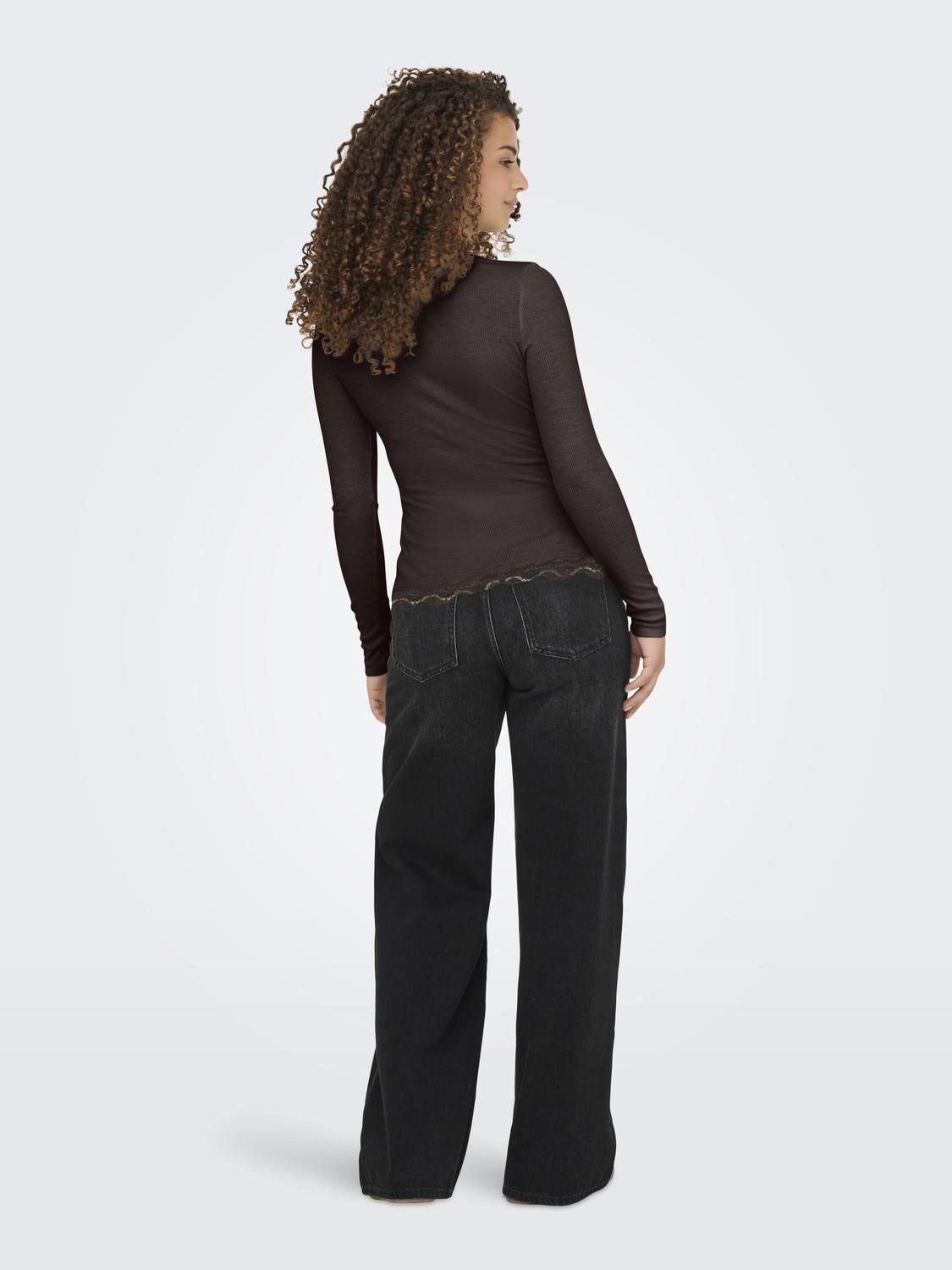 ONLENEA L/S LACE MIX PLACKET TOP JR