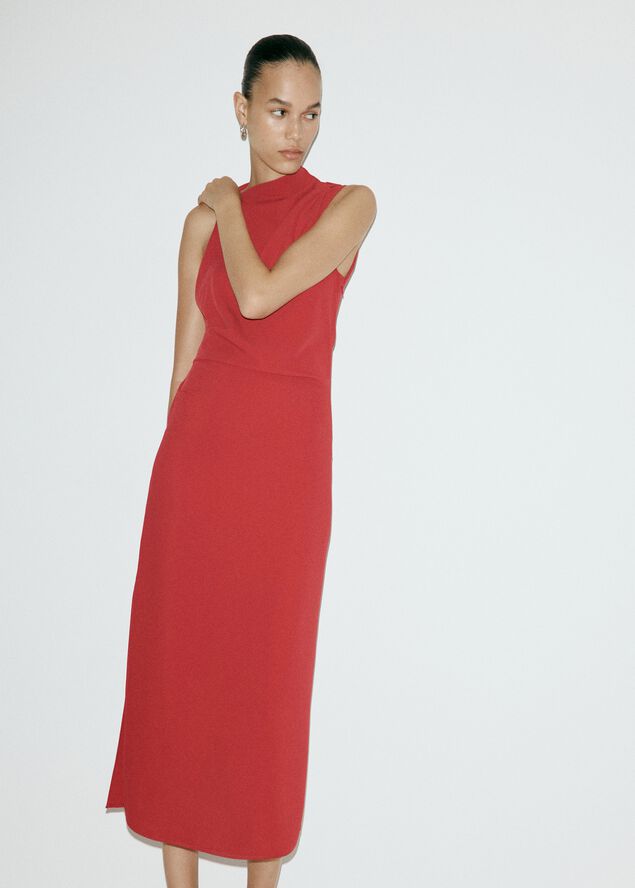 Draped dress with side-slit