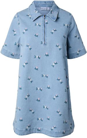PCFLORA SS DENIM EMB DRESS