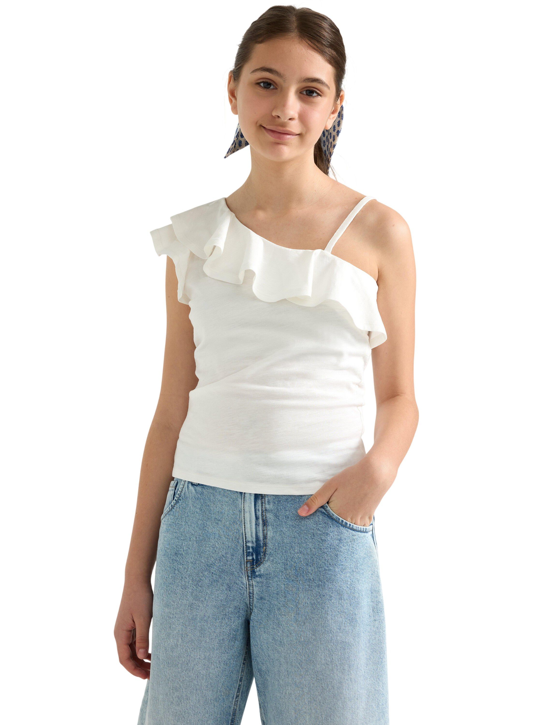Sleeveless top with one shoulder de