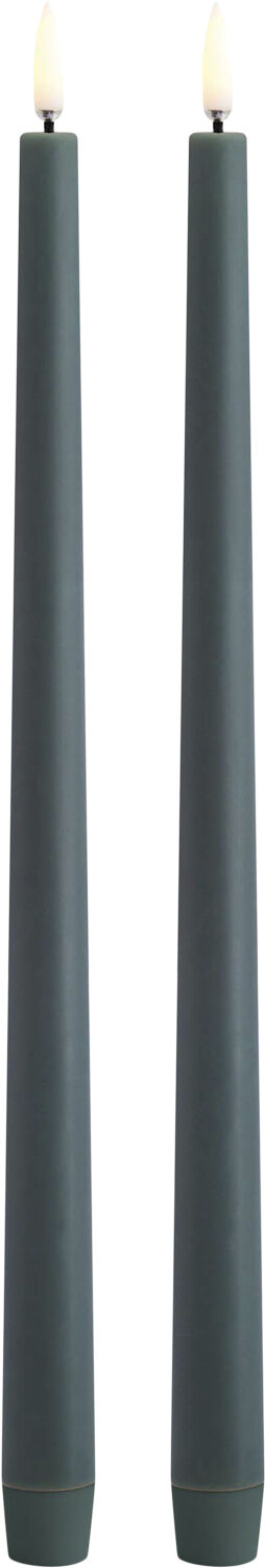 LED taper candle, Pine green, Smooth, 2,3x32 cm / 2-pack