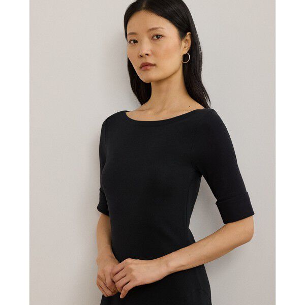 Rib-Knit Stretch Cotton Midi Dress