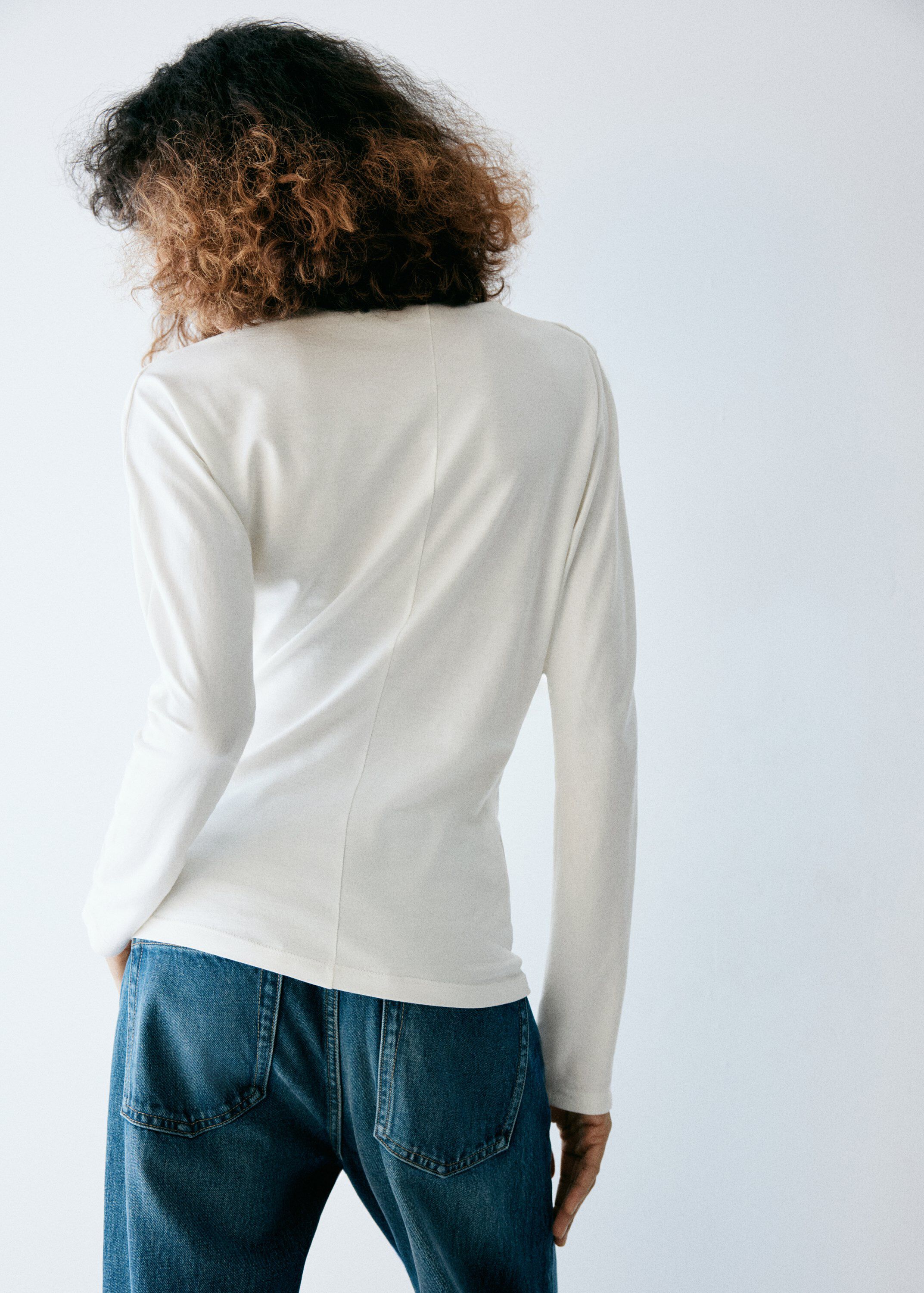Boat neck T-shirt with draped detai