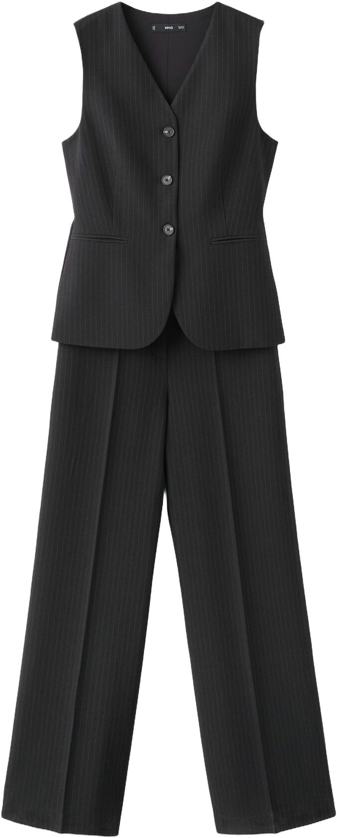 Pinstripe suit-style jumpsuit