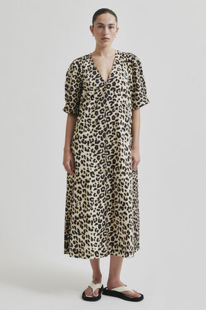Leoa Poplin Leopard Maxi Kjole
