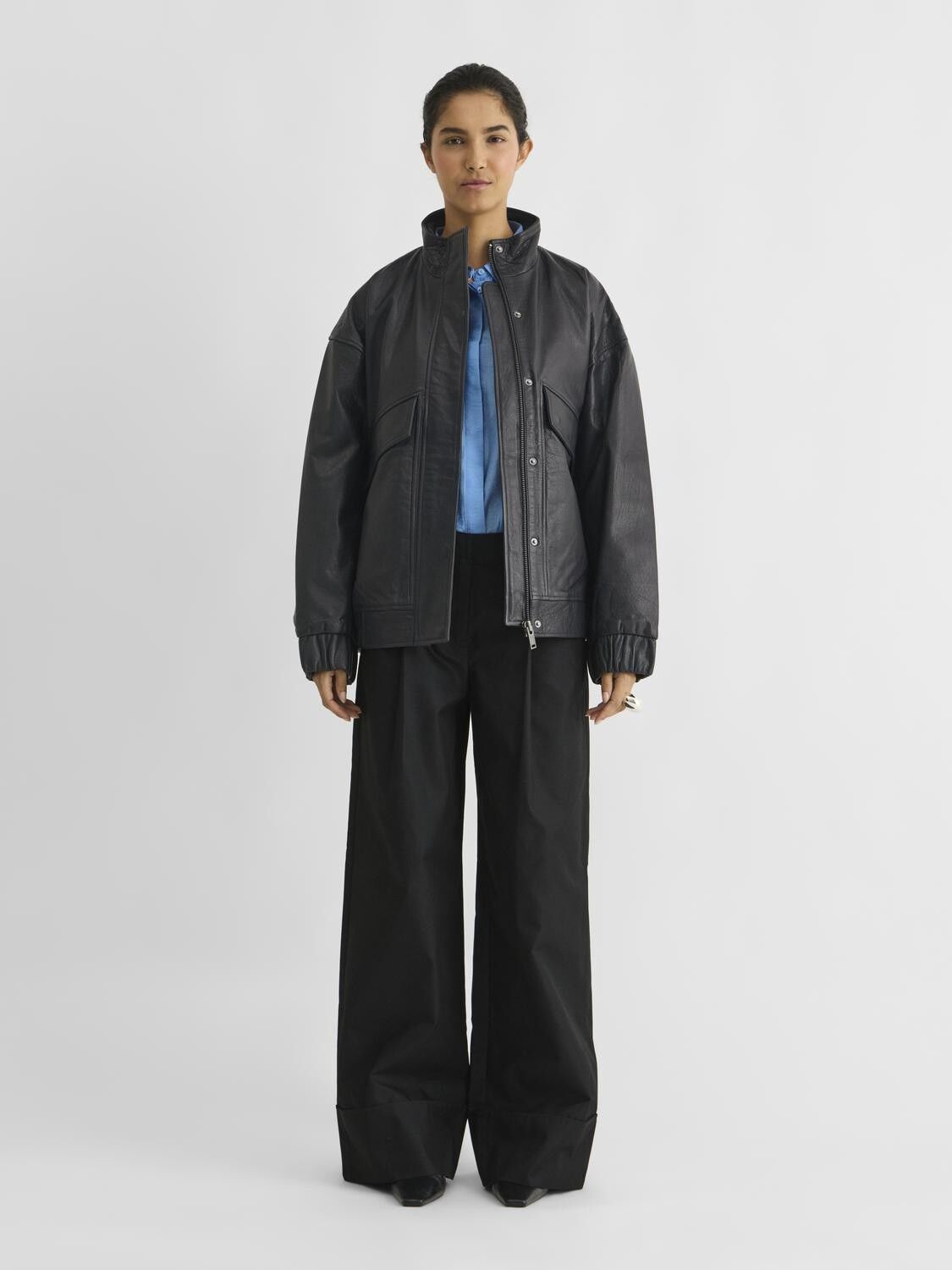 Rousimone L/S Oversized Leather Jacket/1